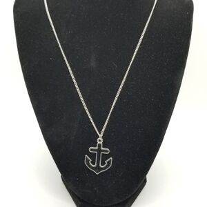 black enamel anchor on silver tone chain